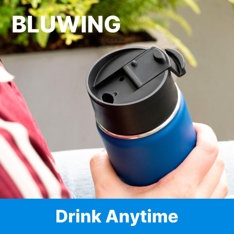 Bluwing Flip Lid for Hydro Flask Wide Mouth  Replacement Lid for Hydroflask 12-64 oz Simple Modern  Takeya  Iron Flask and Other Wide Mouth Bottle (Black) - Image 2